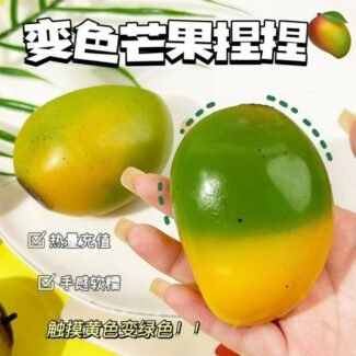 Color-changing mango squishy toy with slow rebound foam for stress relief